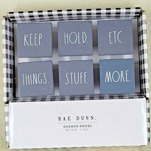 Rae Dunn Wooden Drawer Knobs 6 Total Rustic Square Magenta Gray Grey White New